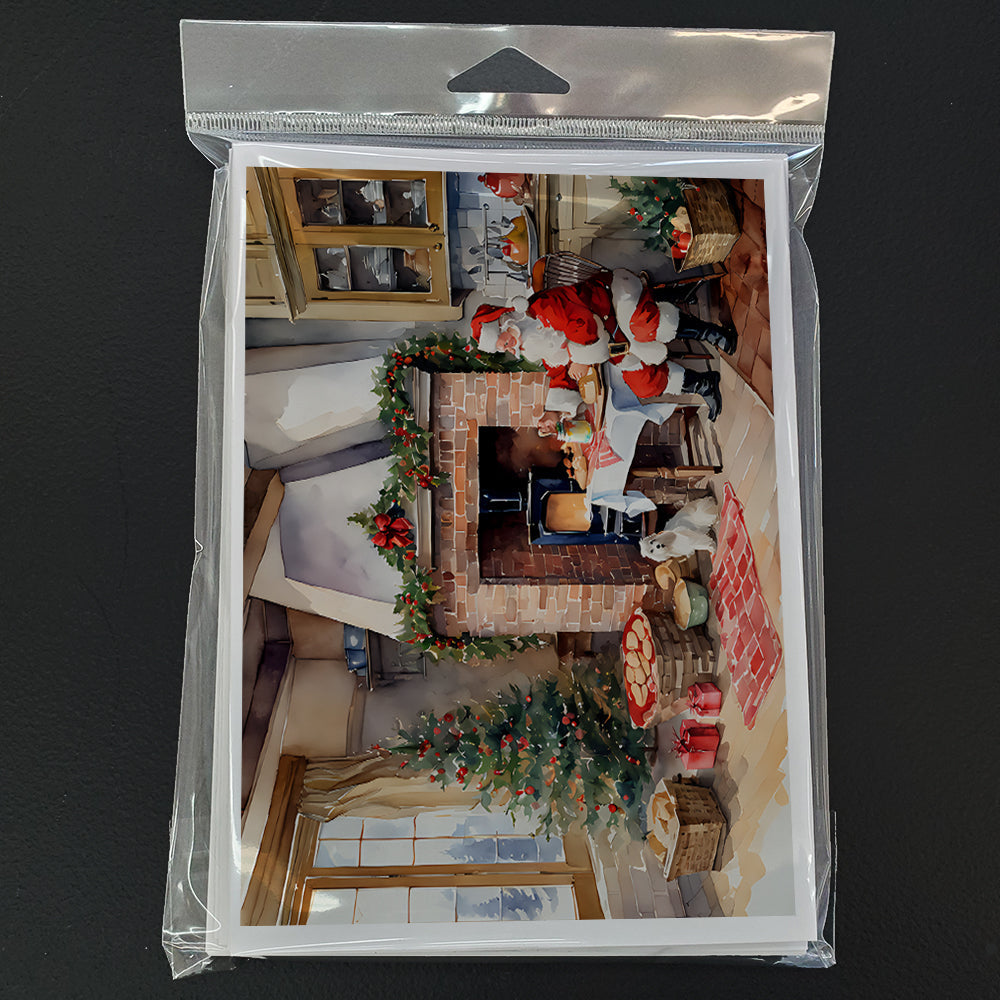 Cookies with Santa Claus Greeting Cards Pack of 8 Blank Cards with Envelopes Whimsical A7 Size 5x7