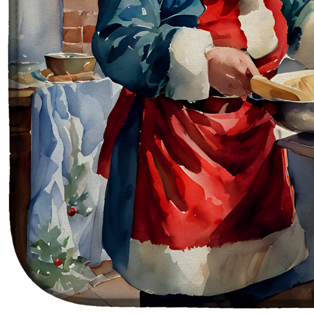 Cookies with Santa Claus Babbo Natale Dish Drying Mat Absorbent Dish Drying Mat Pad for Kitchen Counter Dish Drainer Mat for Countertop, 14 x 21", Multicolor