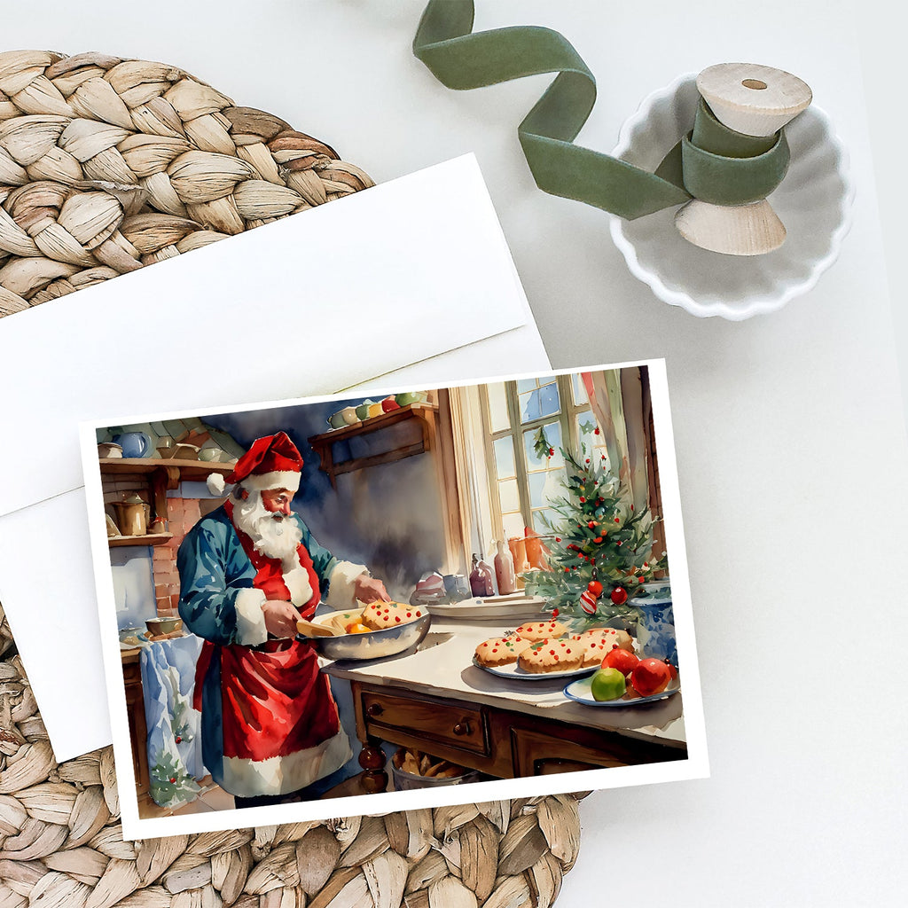 Cookies with Santa Claus Babbo Natale Greeting Cards Pack of 8 Blank Cards with Envelopes Whimsical A7 Size 5x7