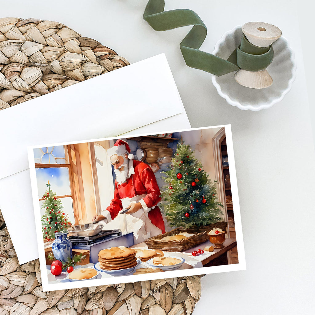 Cookies with Santa Claus Babbo Natale Greeting Cards Pack of 8 Blank Cards with Envelopes Whimsical A7 Size 5x7