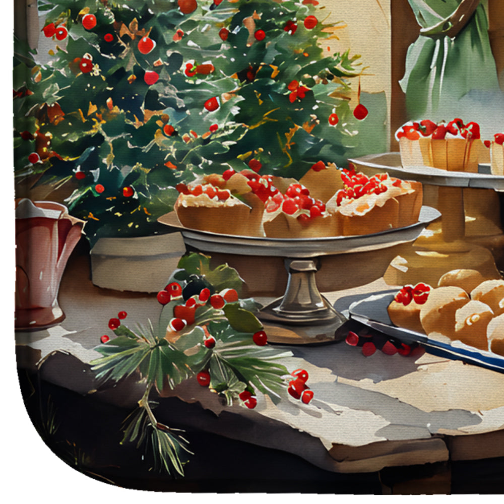 Cookies with Santa Claus Dish Drying Mat Absorbent Dish Drying Mat Pad for Kitchen Counter Dish Drainer Mat for Countertop, 14 x 21", Multicolor