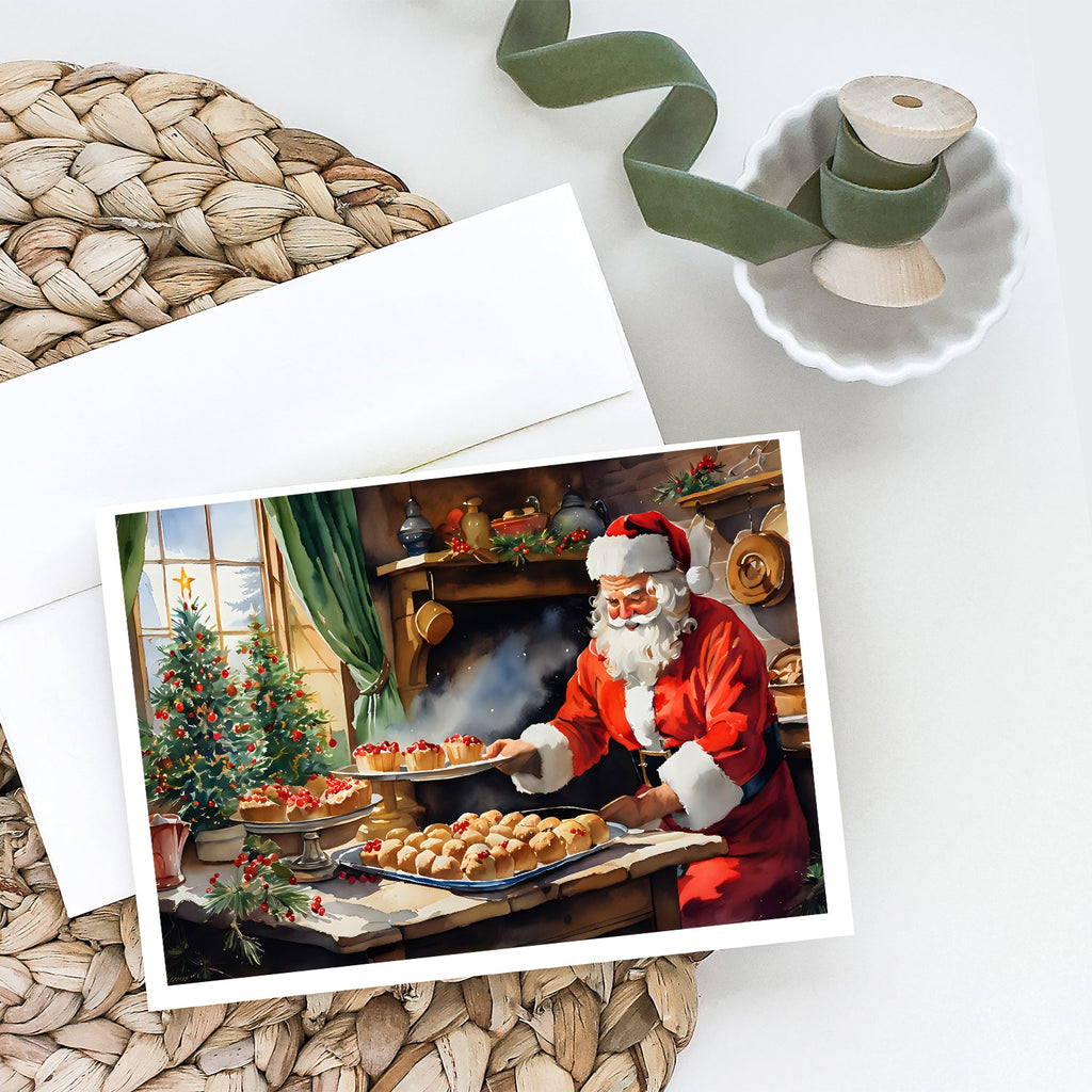 Cookies with Santa Claus Greeting Cards Pack of 8 Blank Cards with Envelopes Whimsical A7 Size 5x7