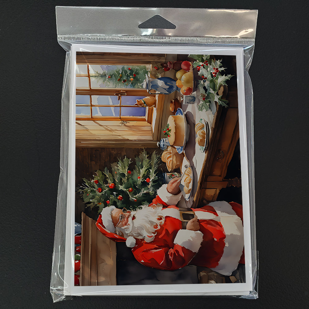Cookies with Santa Claus Greeting Cards Pack of 8 Blank Cards with Envelopes Whimsical A7 Size 5x7