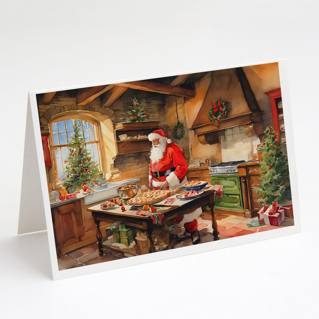 Cookies with Santa Claus Father Christmas Greeting Cards Pack of 8 Blank Cards with Envelopes Whimsical A7 Size 5x7