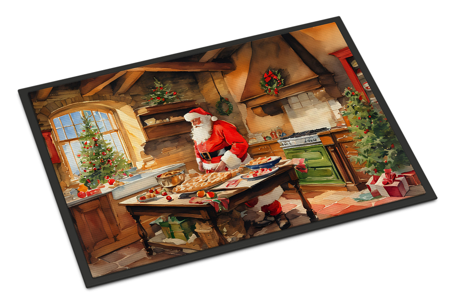 Cookies with Santa Claus Father Christmas Doormat Indoor Outdoor 24H X 36W Front Door Mat Rugs for Entryway, Non Slip Washable Low Pile,