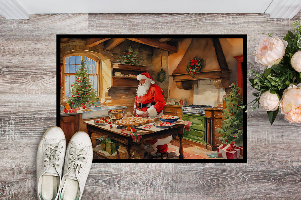 Cookies with Santa Claus Father Christmas Doormat Indoor Outdoor 24H X 36W Front Door Mat Rugs for Entryway, Non Slip Washable Low Pile,