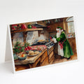 Cookies with Santa Claus Father Christmas Greeting Cards Pack of 8 Blank Cards with Envelopes Whimsical A7 Size 5x7