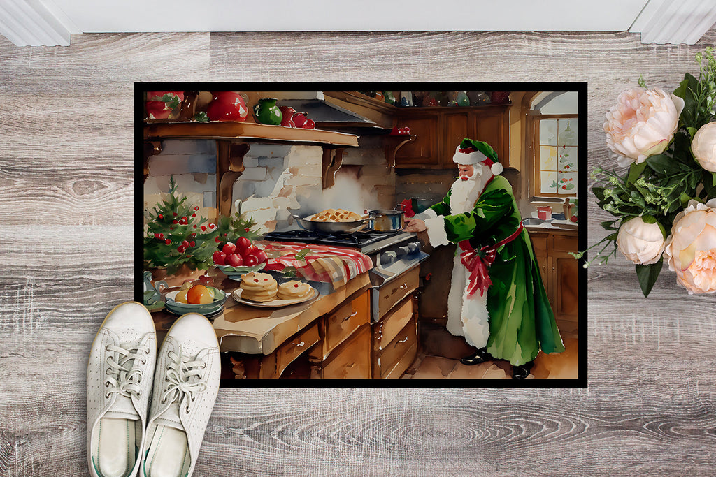 Cookies with Santa Claus Father Christmas Doormat Indoor Outdoor 24H X 36W Front Door Mat Rugs for Entryway, Non Slip Washable Low Pile,