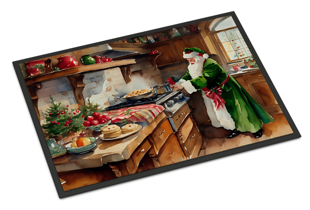 Cookies with Santa Claus Father Christmas Doormat Indoor Outdoor 18H X 27W Front Door Mat Rugs for Entryway, Non Slip Washable