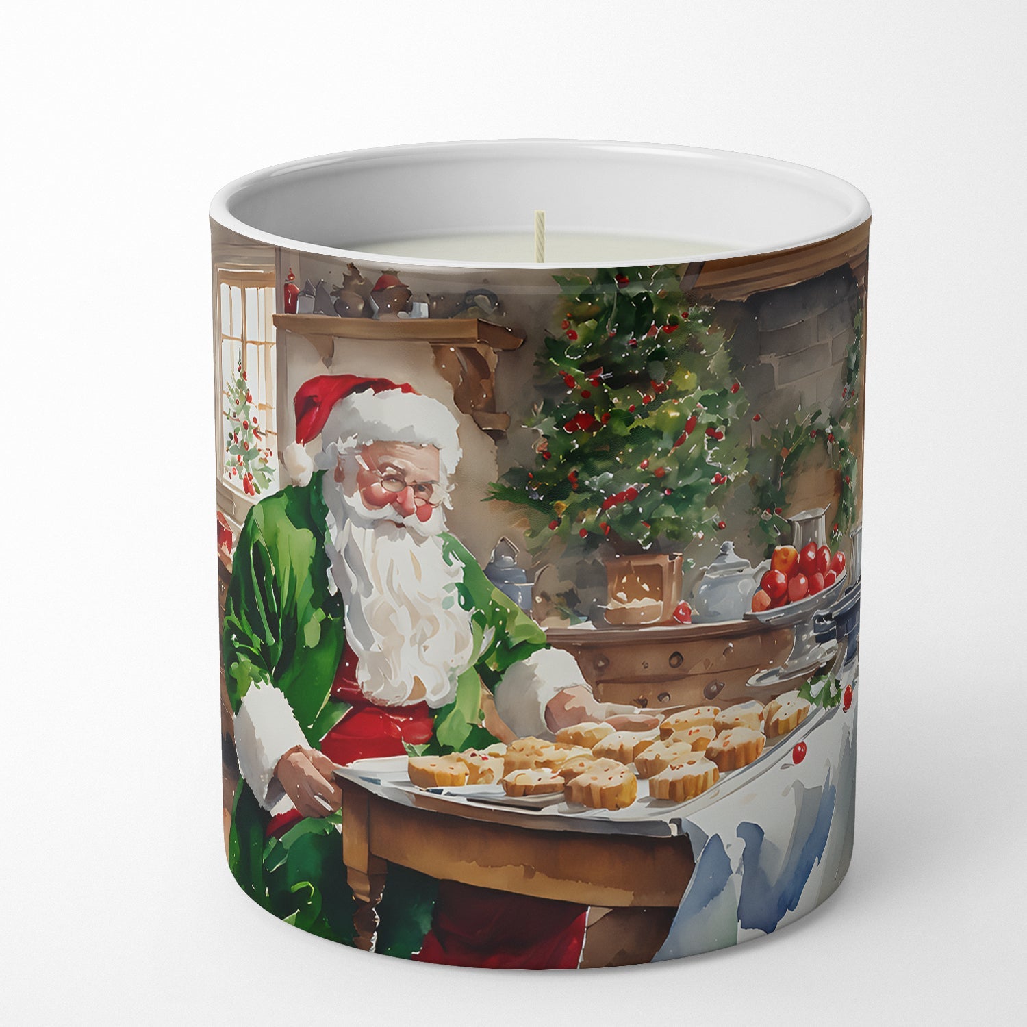 Cookies with Santa Claus Father Christmas Decorative Soy Candle Nature Soy Wax Essential Oil Home Decor Ideal for Bedroom Kitchen Bath Office Gift, 10 oz