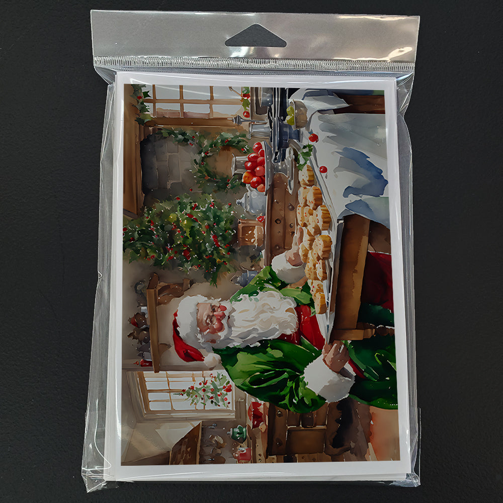 Cookies with Santa Claus Father Christmas Greeting Cards Pack of 8 Blank Cards with Envelopes Whimsical A7 Size 5x7