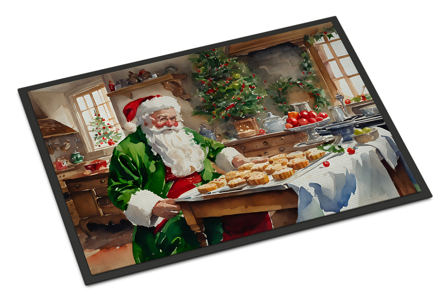Cookies with Santa Claus Father Christmas Doormat Indoor Outdoor 24H X 36W Front Door Mat Rugs for Entryway, Non Slip Washable Low Pile,