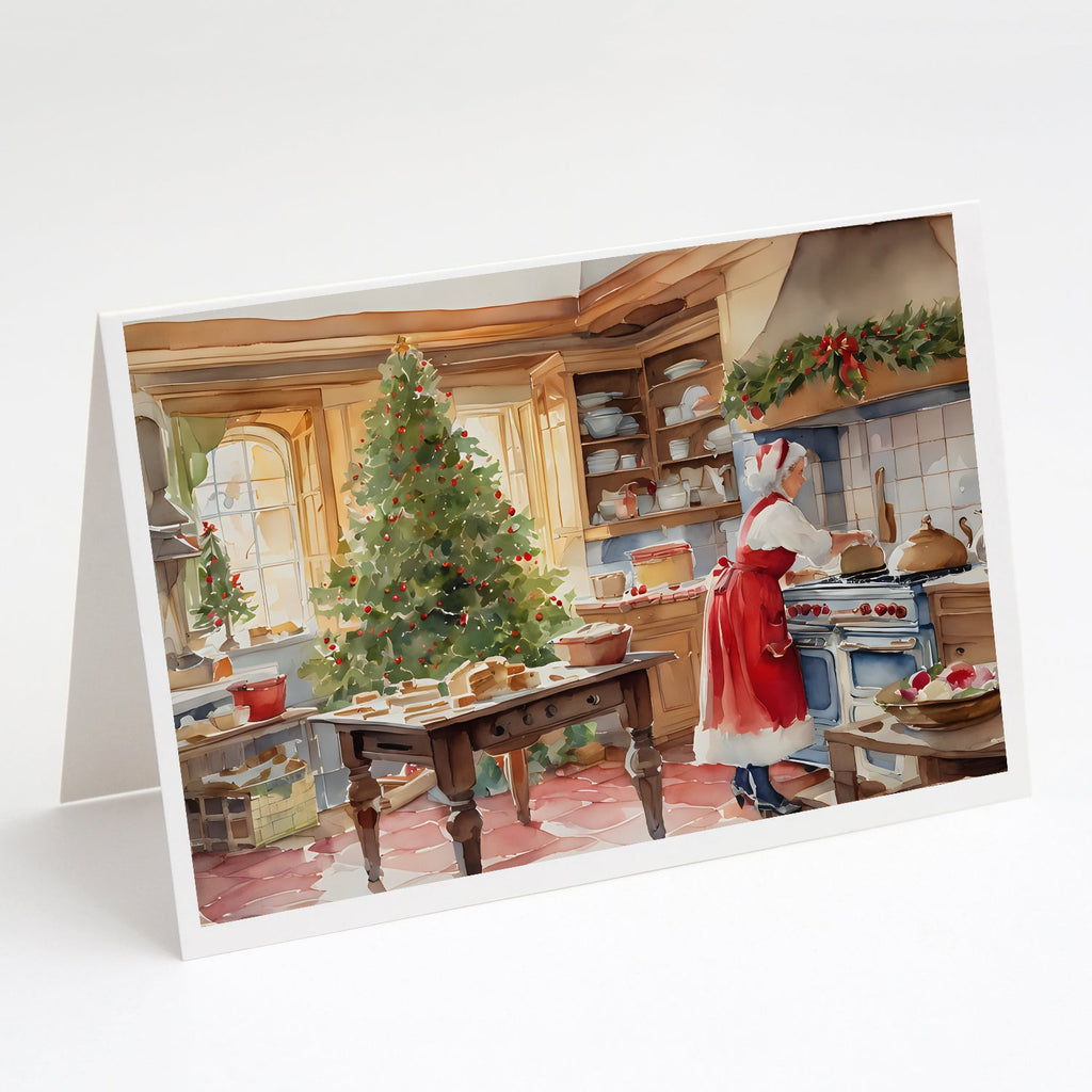 Cookies with Santa Claus Mrs. Claus Greeting Cards Pack of 8 Blank Cards with Envelopes Whimsical A7 Size 5x7