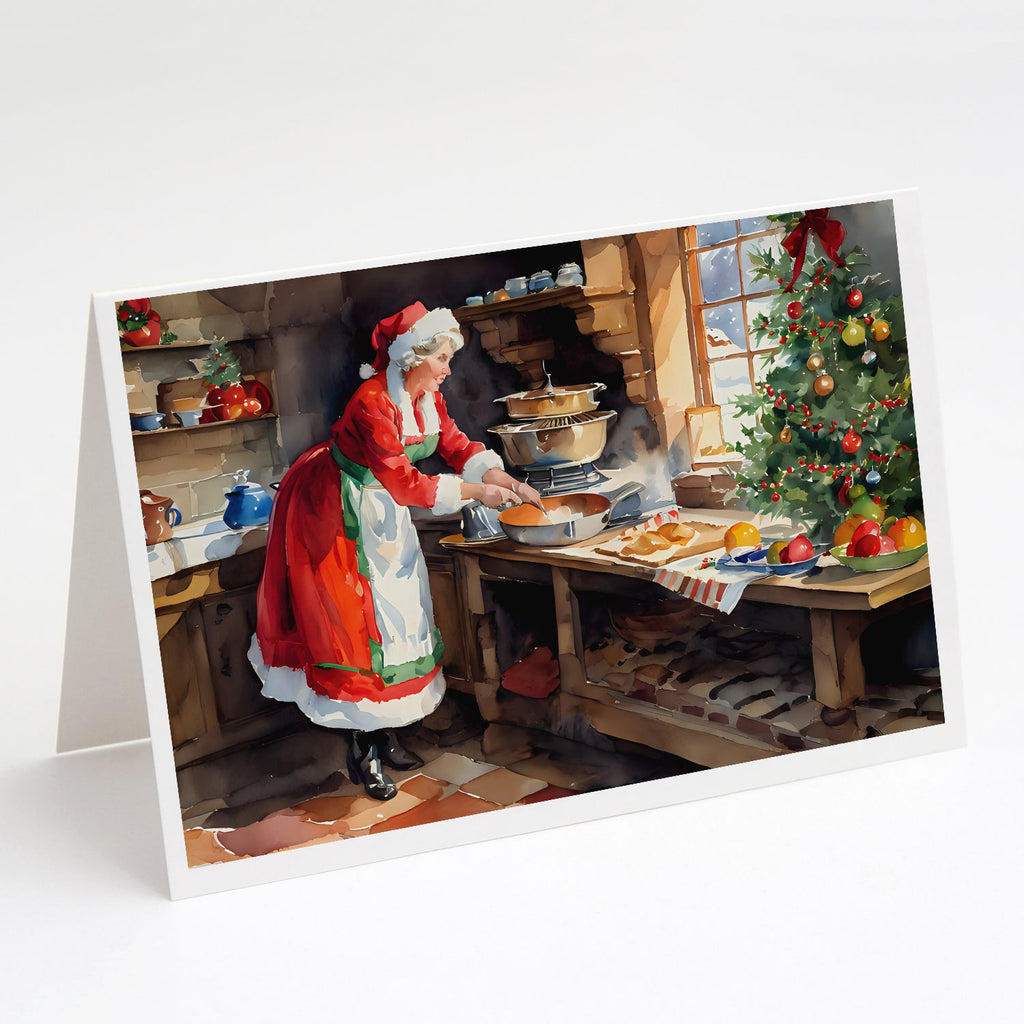 Cookies with Santa Claus Mrs. Claus Greeting Cards Pack of 8 Blank Cards with Envelopes Whimsical A7 Size 5x7