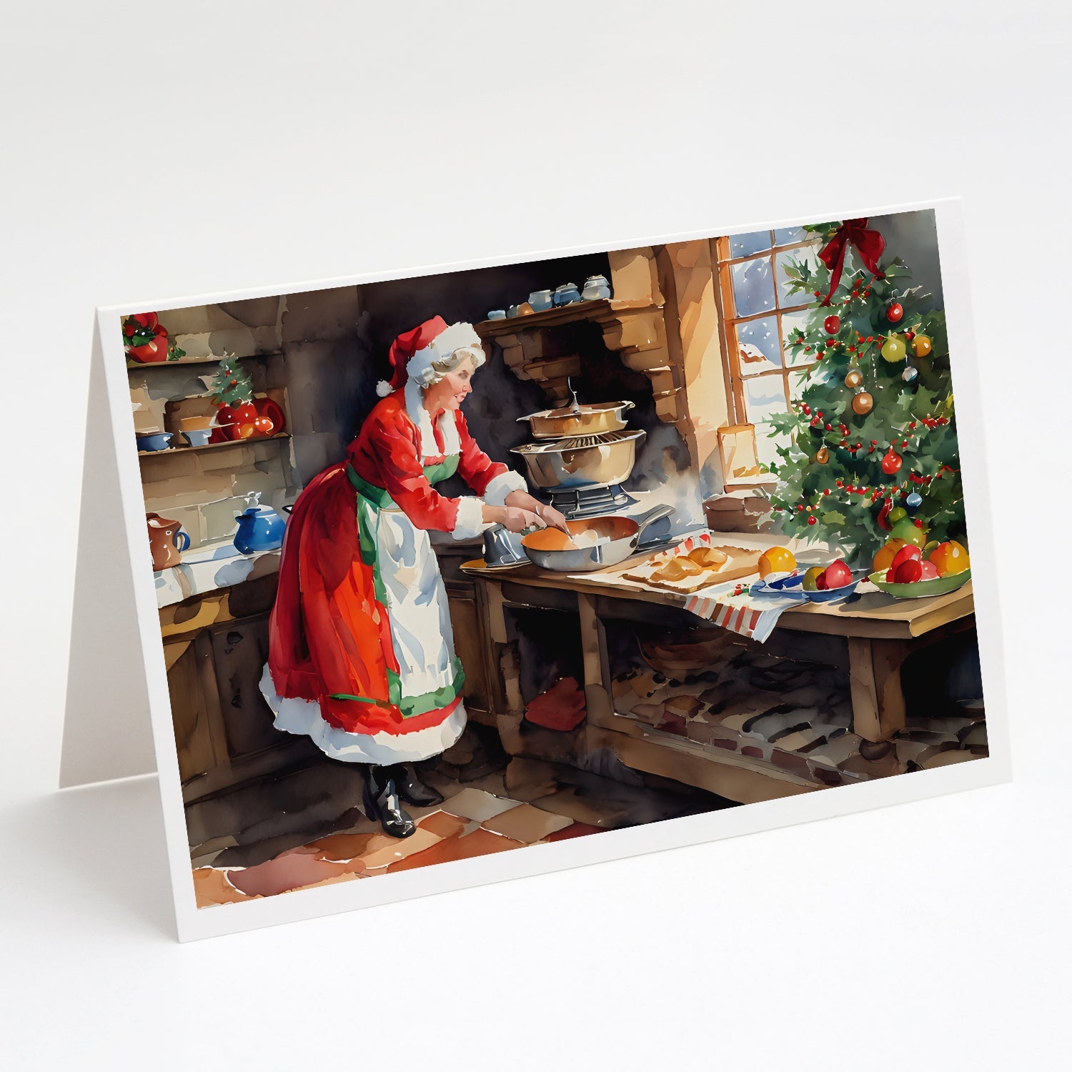 Cookies with Santa Claus Mrs. Claus Greeting Cards Pack of 8 Blank Cards with Envelopes Whimsical A7 Size 5x7