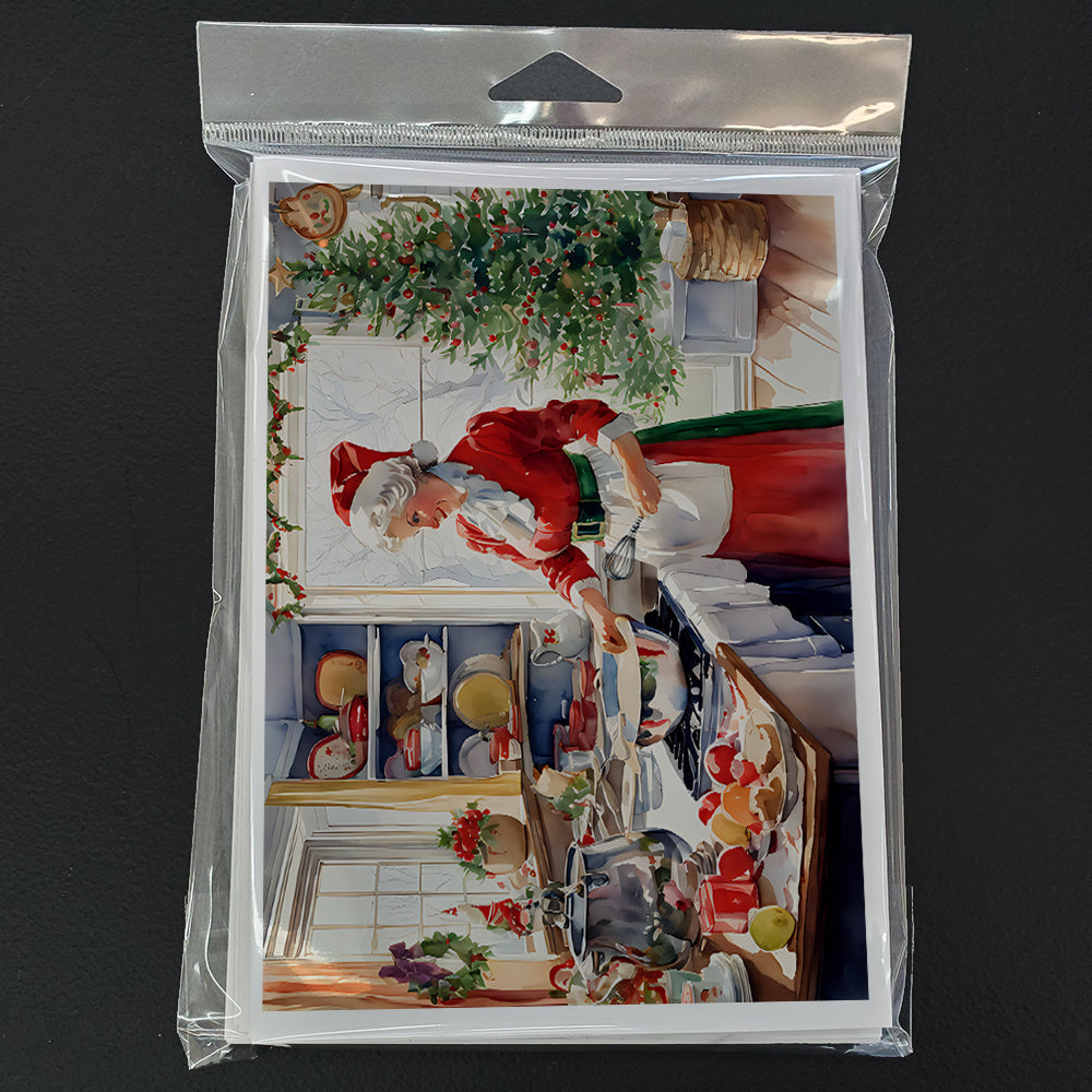 Cookies with Santa Claus Mrs. Claus Greeting Cards Pack of 8 Blank Cards with Envelopes Whimsical A7 Size 5x7