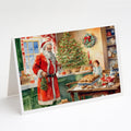 Cookies with Santa Claus Papa Noel Greeting Cards Pack of 8 Blank Cards with Envelopes Whimsical A7 Size 5x7