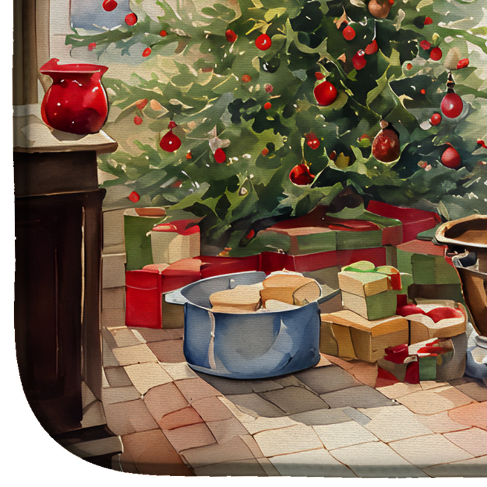 Cookies with Santa Claus Dish Drying Mat Absorbent Dish Drying Mat Pad for Kitchen Counter Dish Drainer Mat for Countertop, 14 x 21", Multicolor