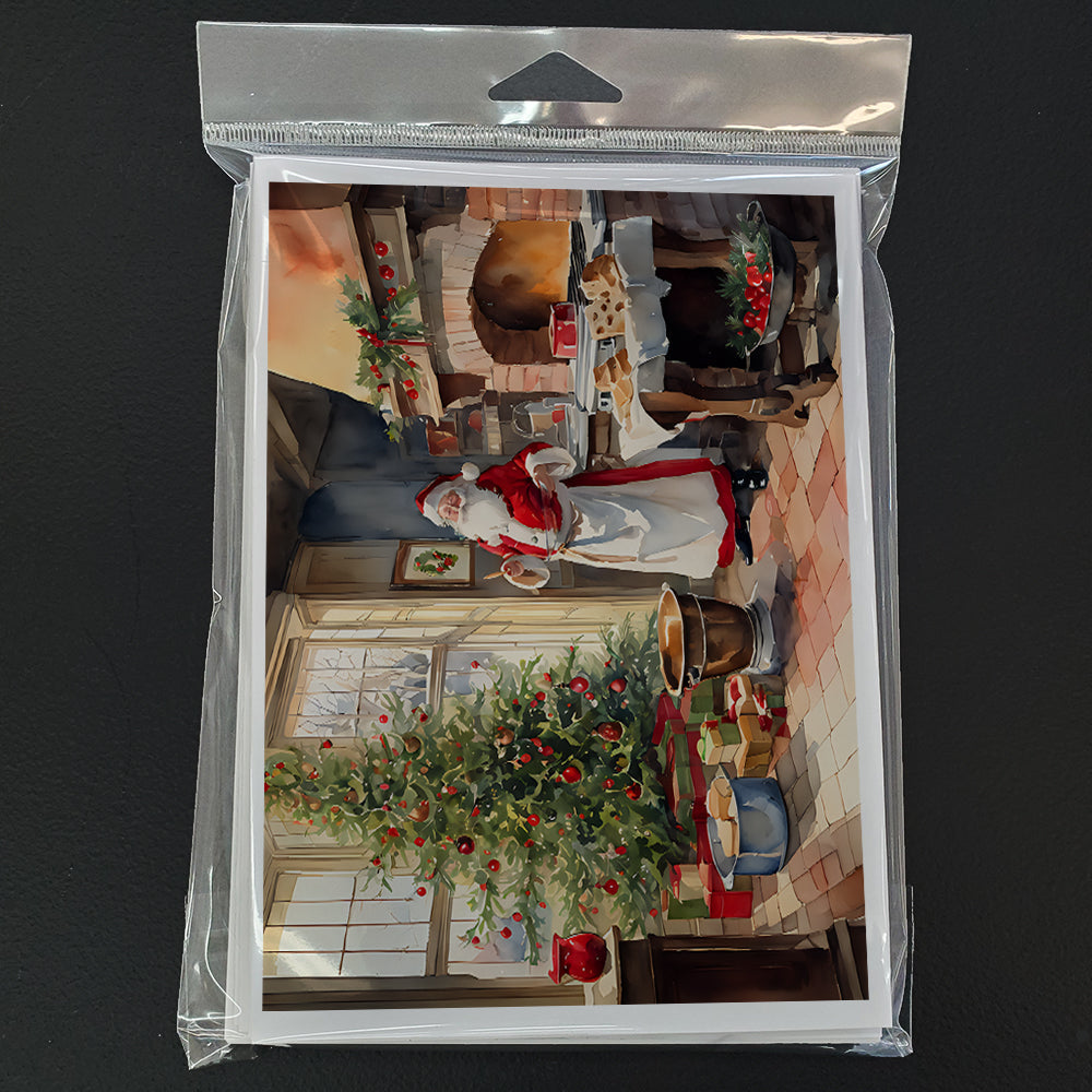 Cookies with Santa Claus Greeting Cards Pack of 8 Blank Cards with Envelopes Whimsical A7 Size 5x7