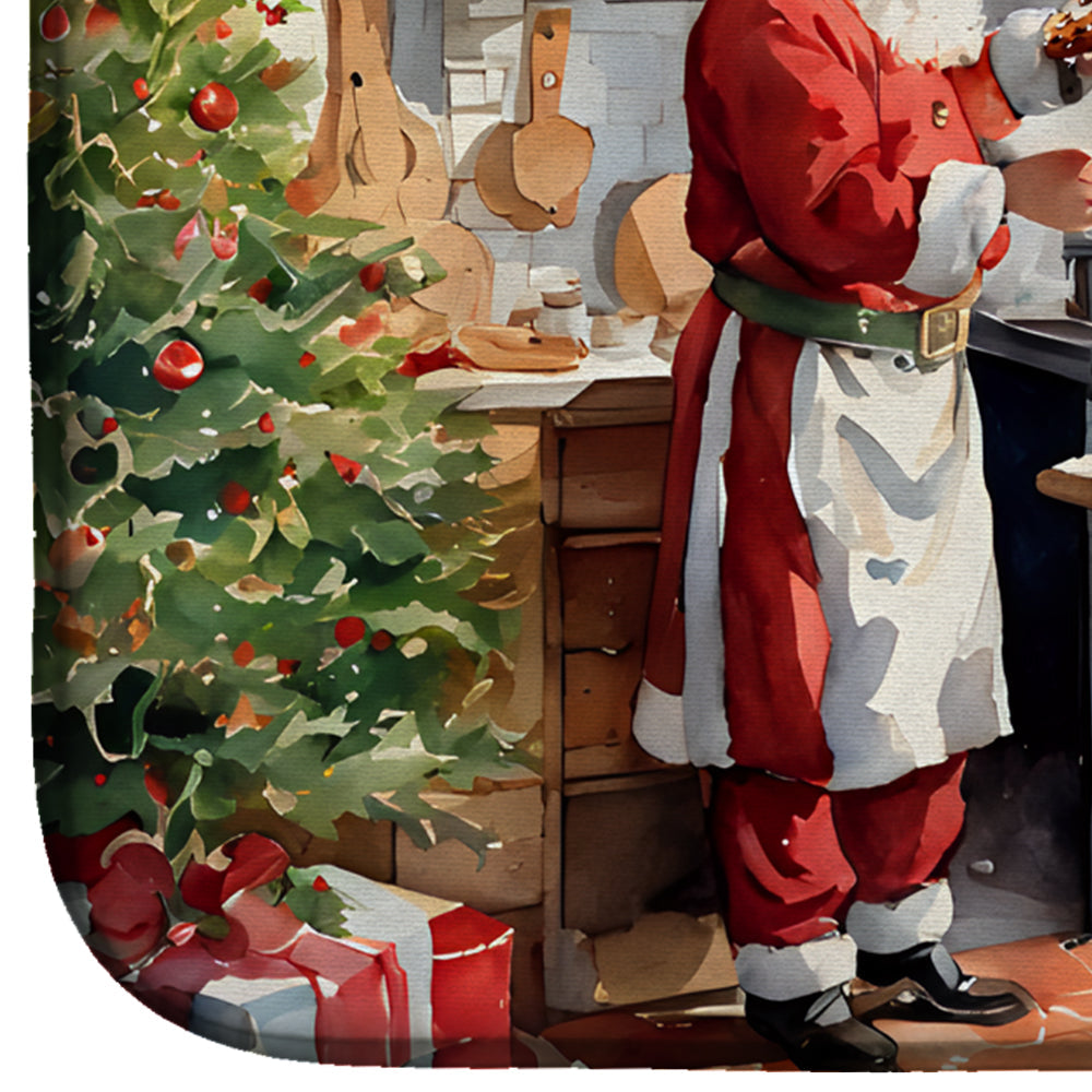 Cookies with Santa Claus Dish Drying Mat Absorbent Dish Drying Mat Pad for Kitchen Counter Dish Drainer Mat for Countertop, 14 x 21", Multicolor