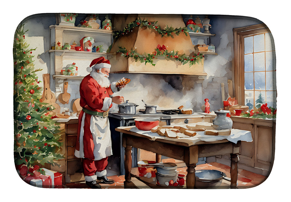 Cookies with Santa Claus Dish Drying Mat Absorbent Dish Drying Mat Pad for Kitchen Counter Dish Drainer Mat for Countertop, 14 x 21", Multicolor