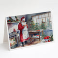 Cookies with Santa Claus Greeting Cards Pack of 8 Blank Cards with Envelopes Whimsical A7 Size 5x7