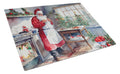 Cookies with Santa Claus Cutting Board Tempered Glass Kitchen Cutting Surface, Heat Resistant Chopping, Non-Slip Feet, Food Prep & Serving