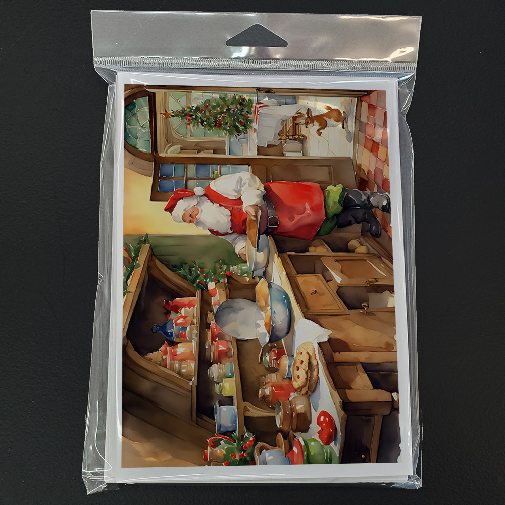 Cookies with Santa Claus Greeting Cards Pack of 8 Blank Cards with Envelopes Whimsical A7 Size 5x7