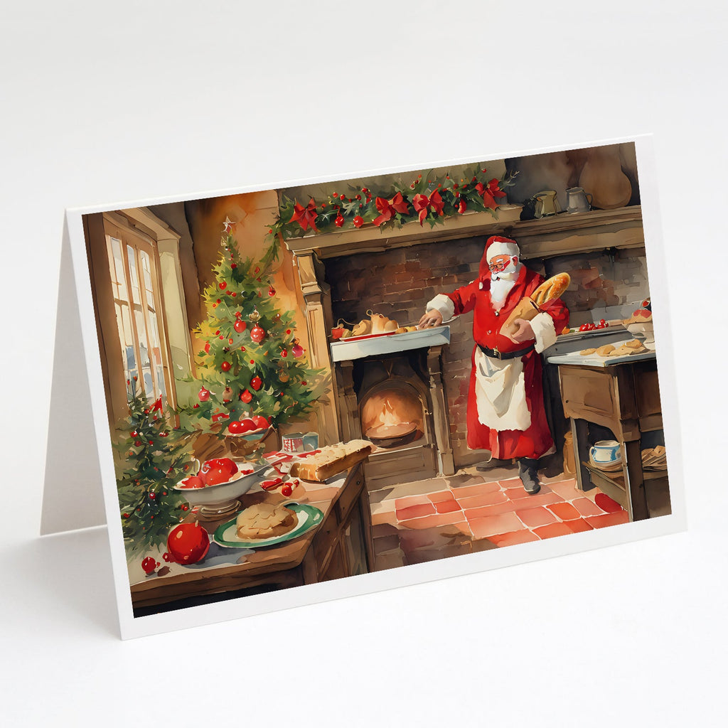 Cookies with Santa Claus Greeting Cards Pack of 8 Blank Cards with Envelopes Whimsical A7 Size 5x7