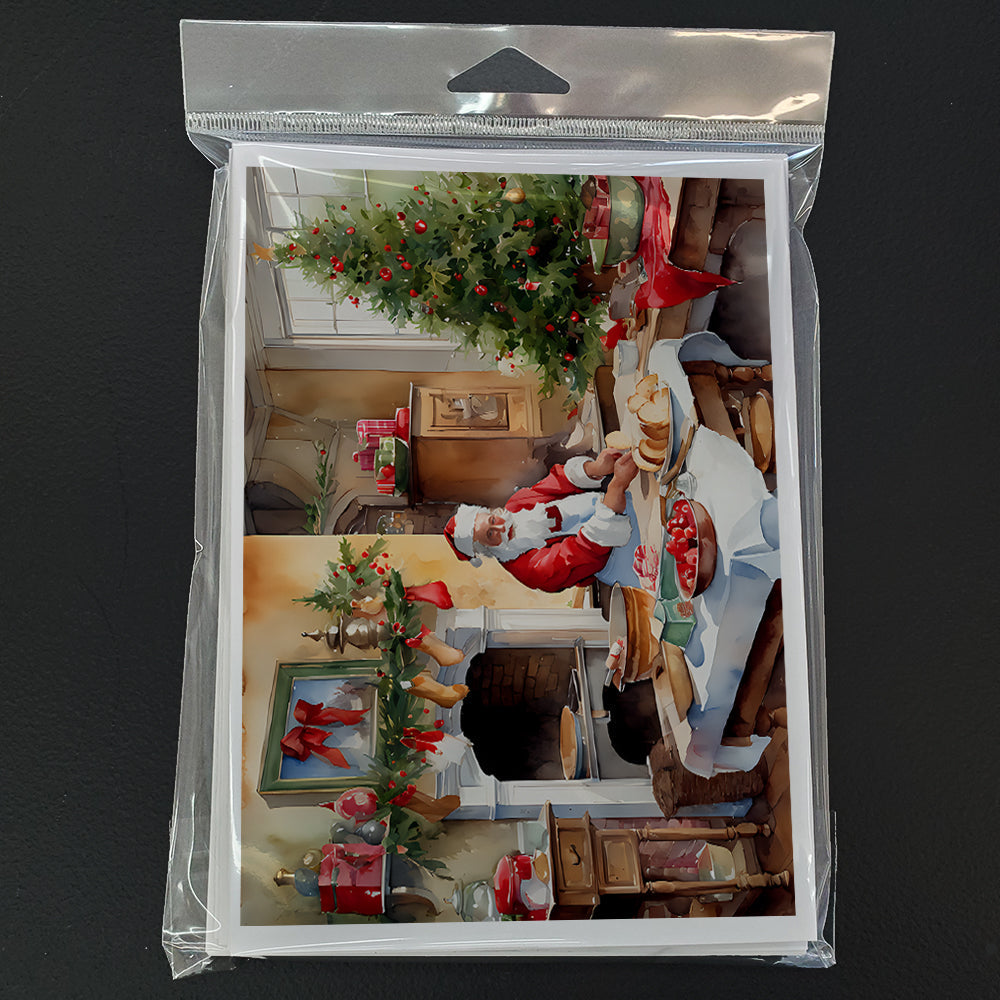 Cookies with Santa Claus Greeting Cards Pack of 8 Blank Cards with Envelopes Whimsical A7 Size 5x7