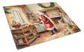 Cookies with Santa Claus Cutting Board Tempered Glass Kitchen Cutting Surface, Heat Resistant Chopping, Non-Slip Feet, Food Prep & Serving