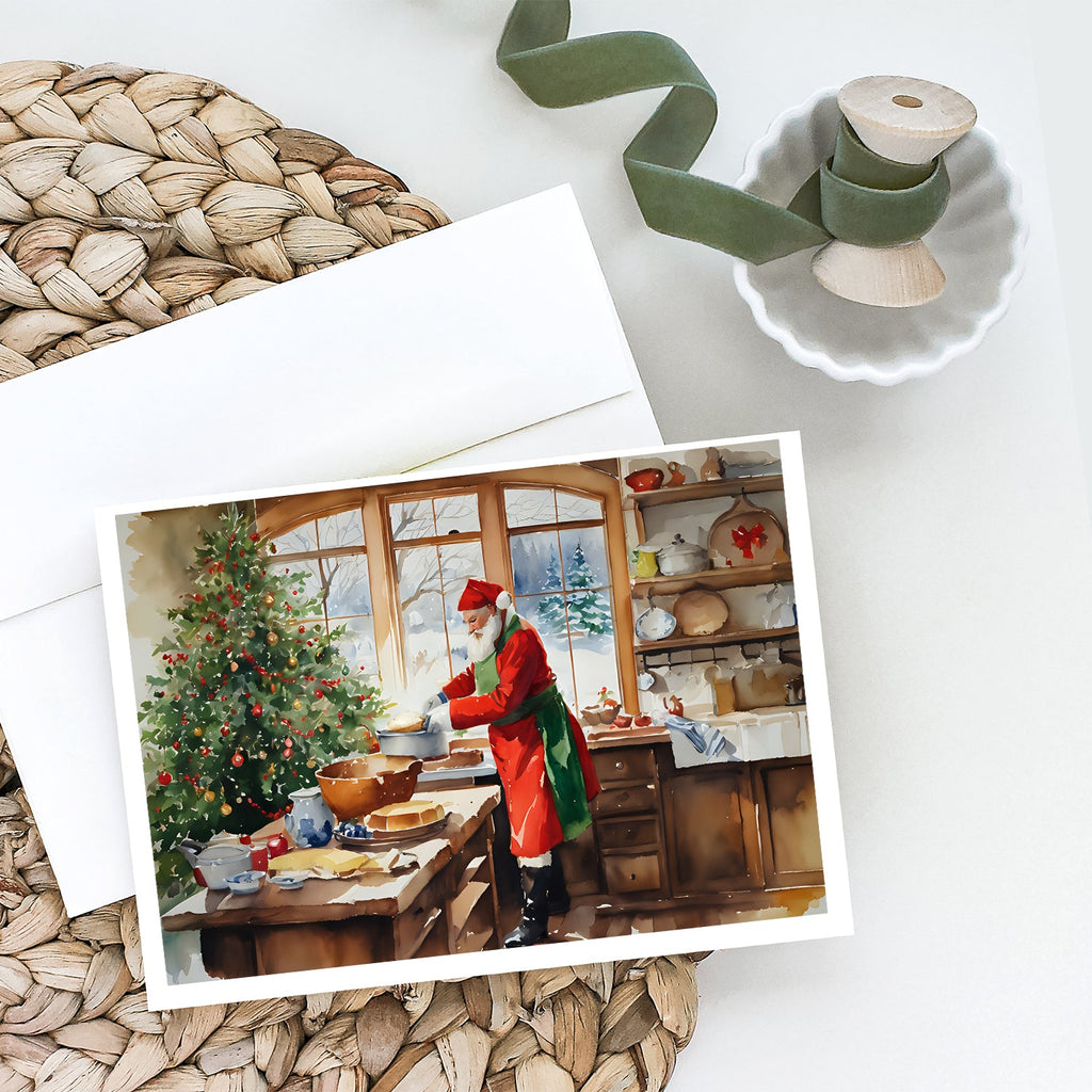 Cookies with Santa Claus Weihnachtsmann Greeting Cards Pack of 8 Blank Cards with Envelopes Whimsical A7 Size 5x7