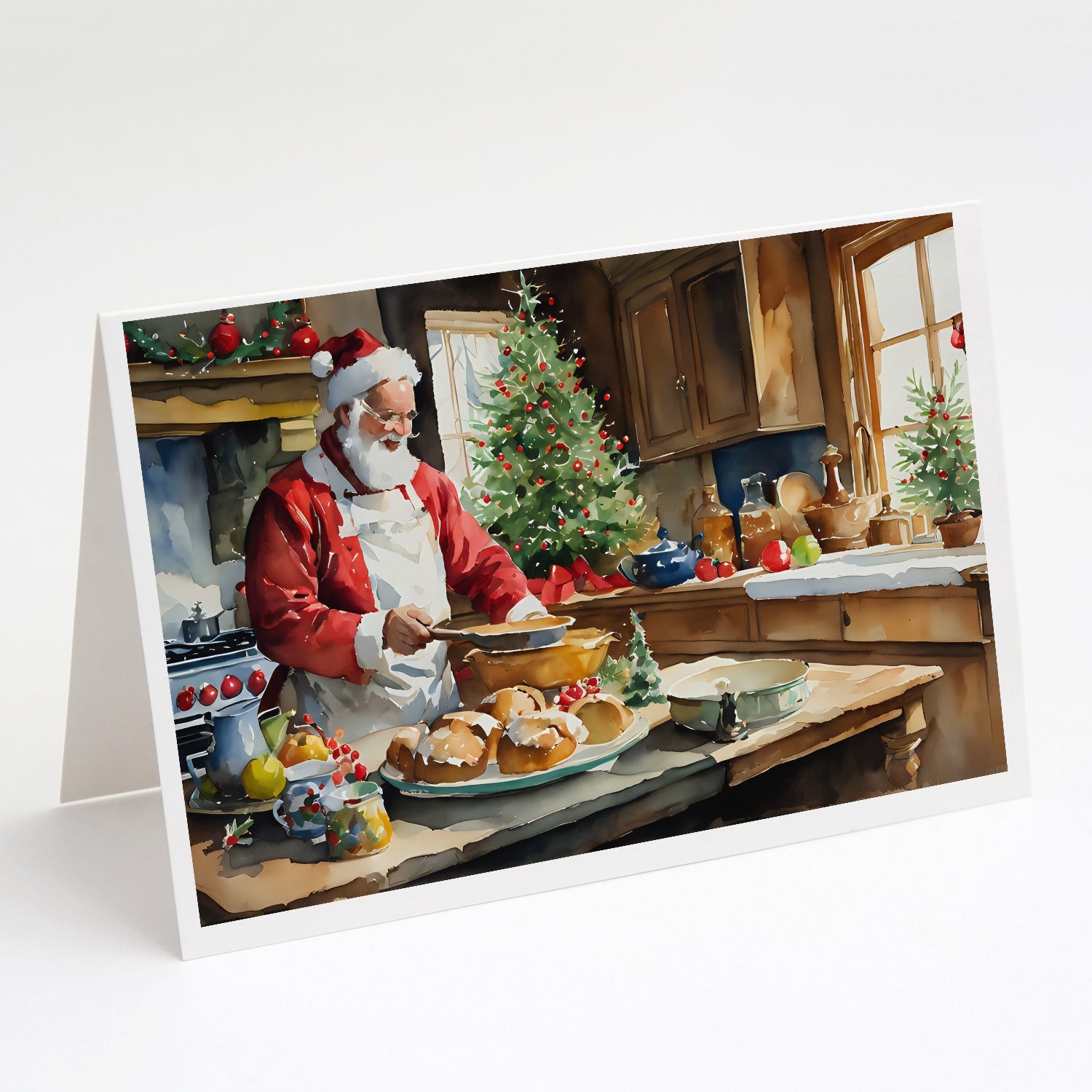 Cookies with Santa Claus Weihnachtsmann Greeting Cards Pack of 8 Blank Cards with Envelopes Whimsical A7 Size 5x7