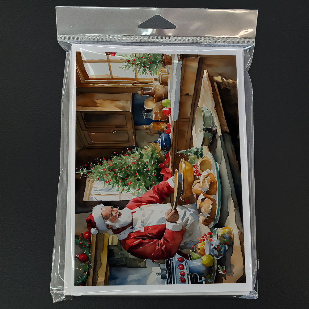 Cookies with Santa Claus Weihnachtsmann Greeting Cards Pack of 8 Blank Cards with Envelopes Whimsical A7 Size 5x7