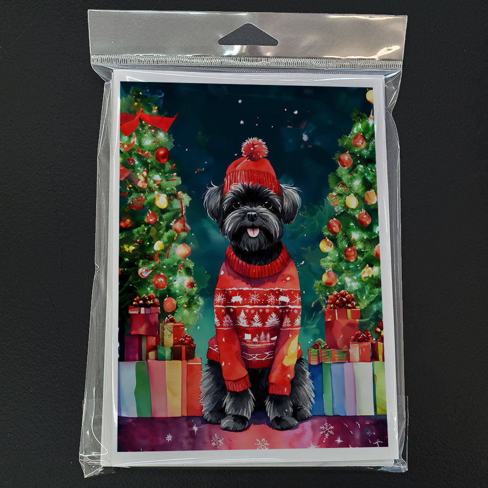 Affenpinscher Christmas Greeting Cards Pack of 8 Blank Cards with Envelopes Whimsical A7 Size 5x7