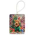 Airedale Terrier Christmas Porcelain Ornament Christmas Tree Hanging Decorations for Home Christmas Holiday, Rectangle, Gift, Multicolor