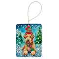 Airedale Terrier Christmas Porcelain Ornament Christmas Tree Hanging Decorations for Home Christmas Holiday, Rectangle, Gift, Multicolor
