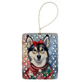 Alaskan Klee Kai Christmas Porcelain Ornament Christmas Tree Hanging Decorations for Home Christmas Holiday, Rectangle, Gift, Multicolor