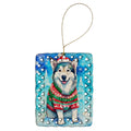 Alaskan Malamute Christmas Porcelain Ornament Christmas Tree Hanging Decorations for Home Christmas Holiday, Rectangle, Gift, Multicolor