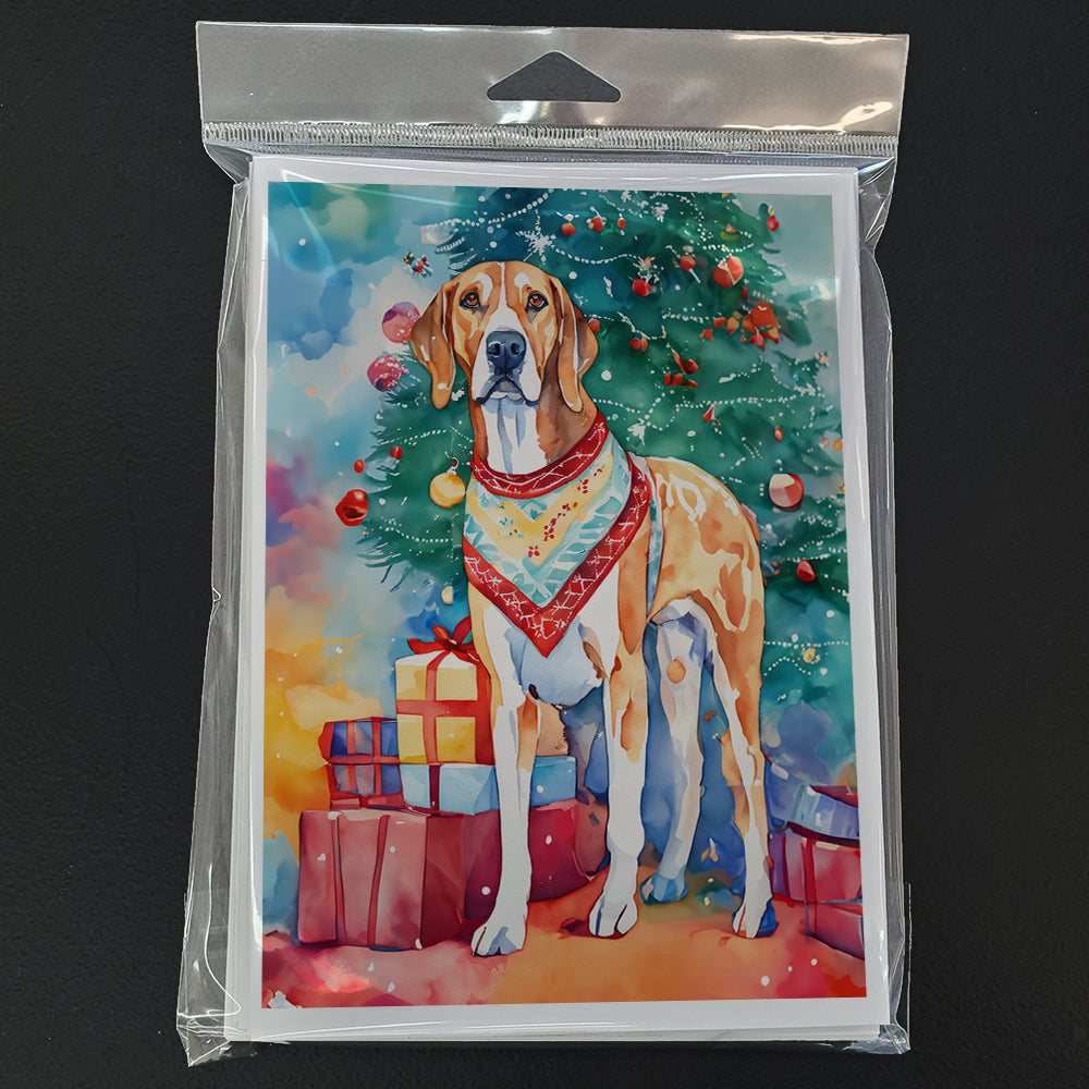 American English Coonhound Christmas Greeting Cards Pack of 8 Blank Cards with Envelopes Whimsical A7 Size 5x7