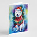 American Eskimo Christmas Greeting Cards Pack of 8 Blank Cards with Envelopes Whimsical A7 Size 5x7