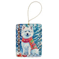 American Eskimo Christmas Porcelain Ornament Christmas Tree Hanging Decorations for Home Christmas Holiday, Rectangle, Gift, Multicolor