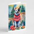 Australian Cattle Dog Christmas Greeting Cards Pack of 8 Blank Cards with Envelopes Whimsical A7 Size 5x7