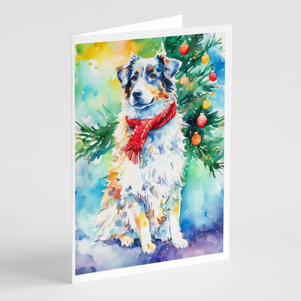 Australian Shepherd Christmas Greeting Cards Pack of 8 Blank Cards with Envelopes Whimsical A7 Size 5x7