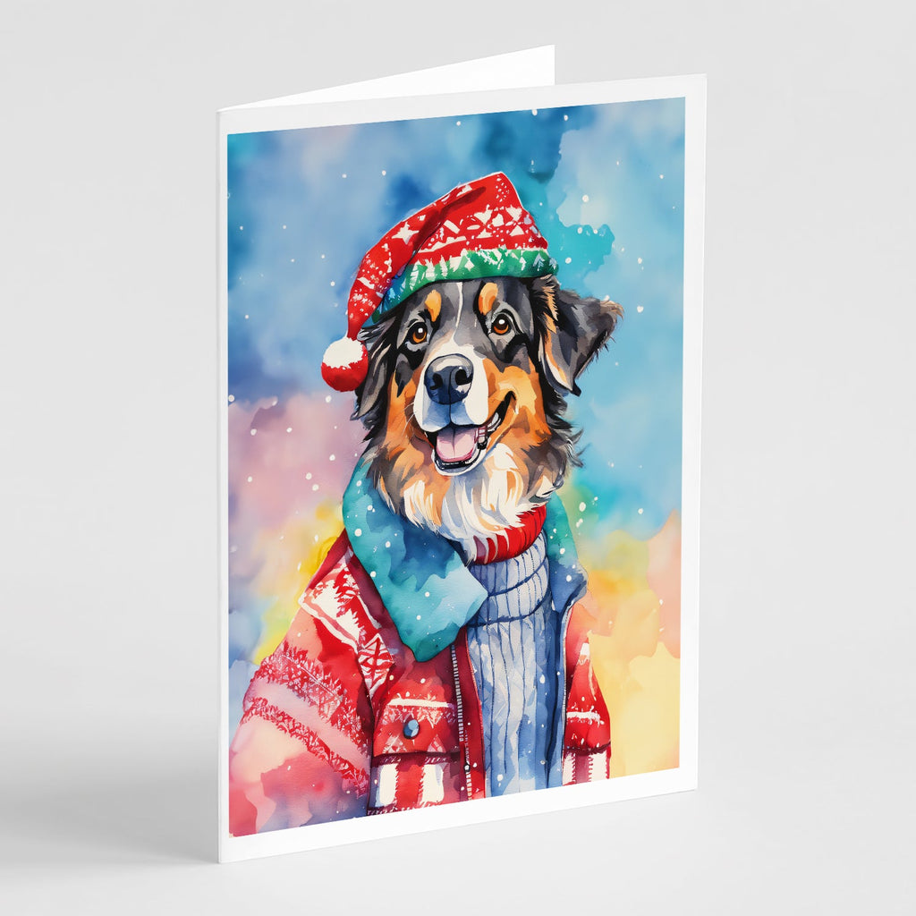 Australian Shepherd Christmas Greeting Cards Pack of 8 Blank Cards with Envelopes Whimsical A7 Size 5x7
