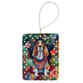 Basset Hound Christmas Porcelain Ornament Christmas Tree Hanging Decorations for Home Christmas Holiday, Rectangle, Gift, Multicolor
