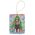 Basset Hound Christmas Porcelain Ornament Christmas Tree Hanging Decorations for Home Christmas Holiday, Rectangle, Gift, Multicolor
