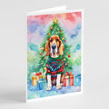 Basset Hound Christmas Greeting Cards Pack of 8 Blank Cards with Envelopes Whimsical A7 Size 5x7