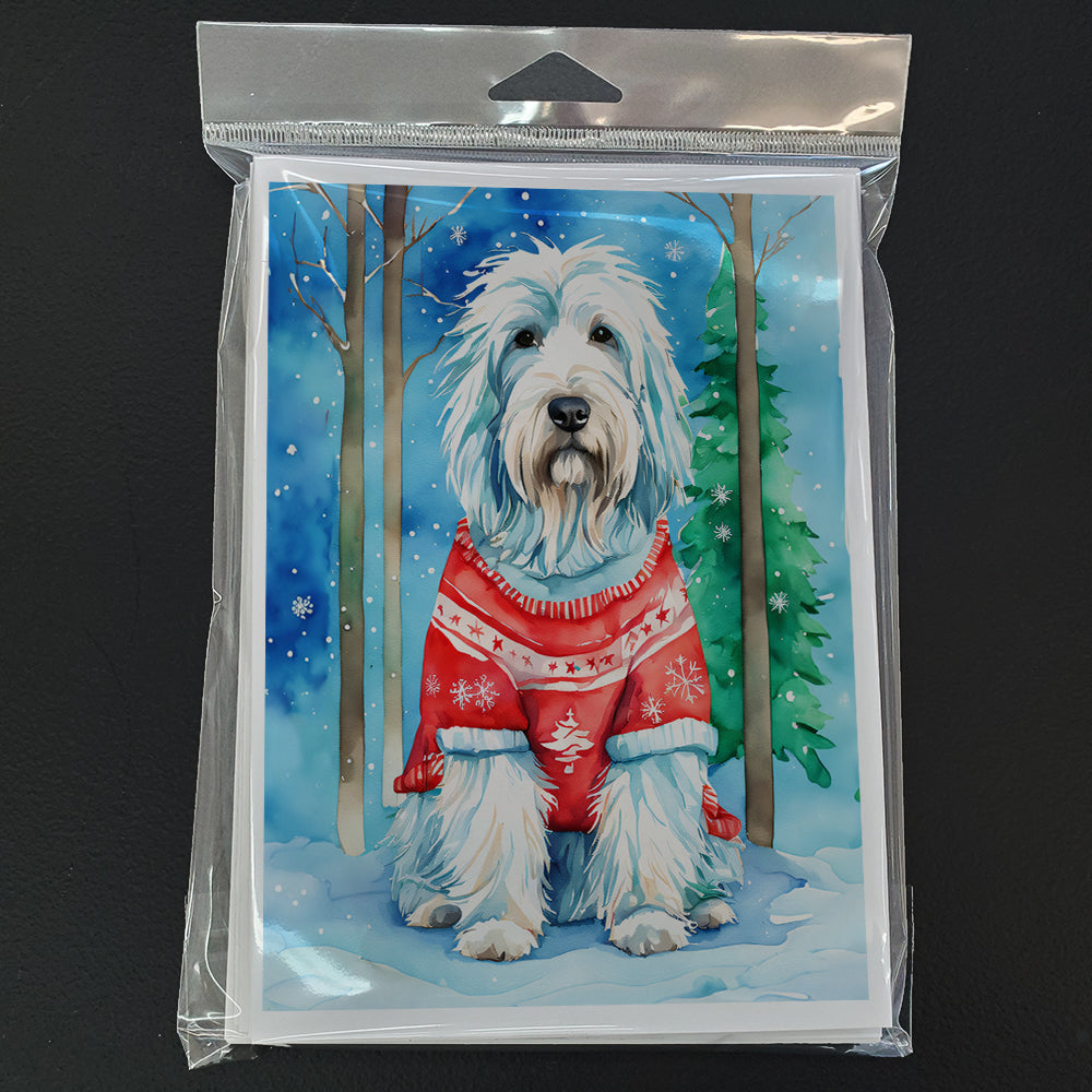 Bearded Collie Christmas Greeting Cards Pack of 8 Blank Cards with Envelopes Whimsical A7 Size 5x7