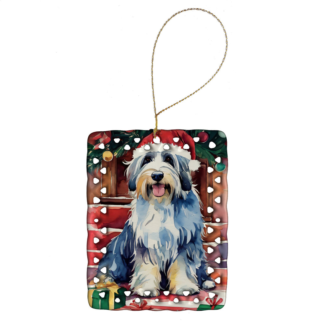 Bearded Collie Christmas Porcelain Ornament Christmas Tree Hanging Decorations for Home Christmas Holiday, Rectangle, Gift, Multicolor